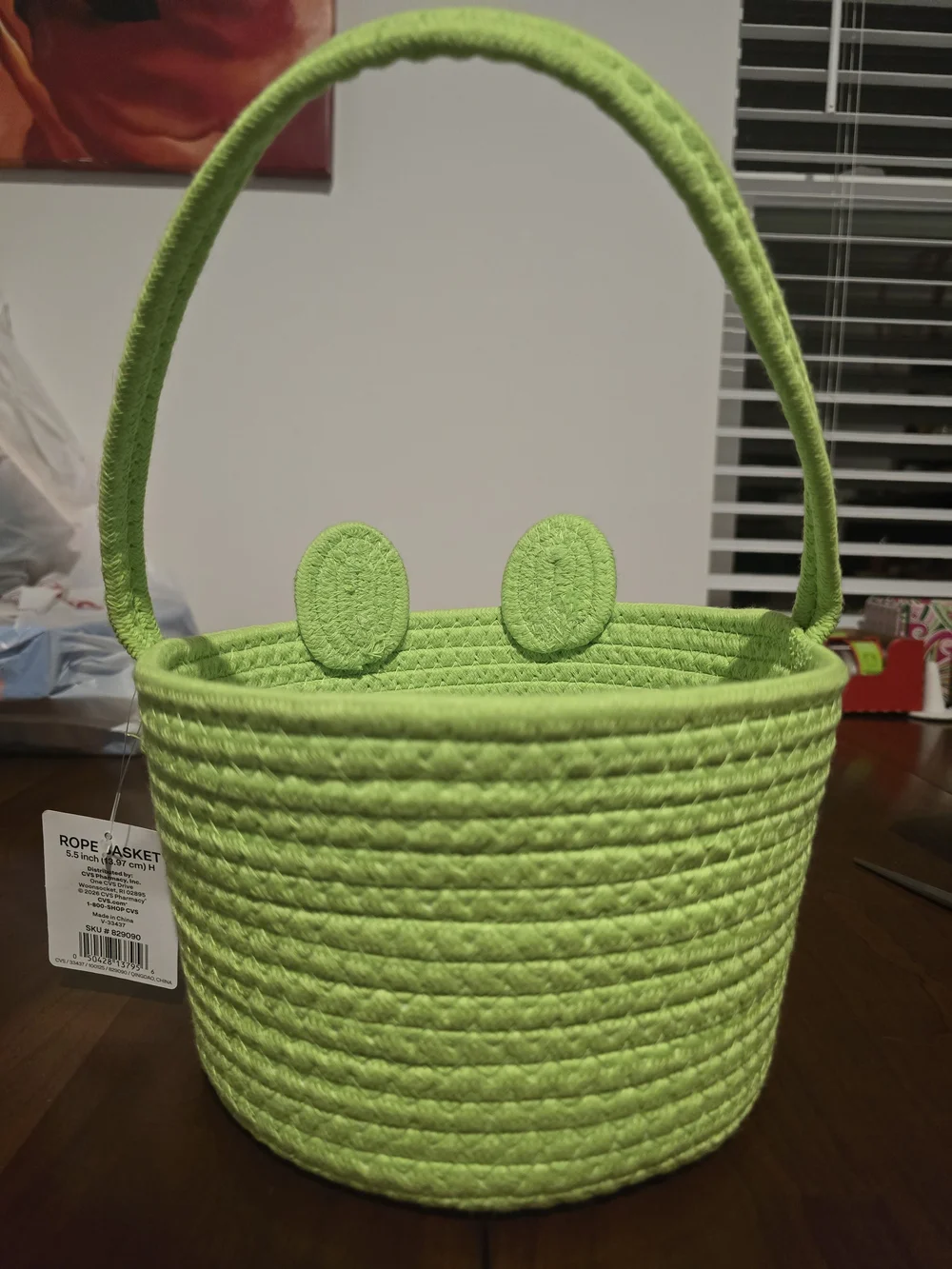 Joyward Green Frog 🐸 Rope Carry Basket with Handle, New with Tags!